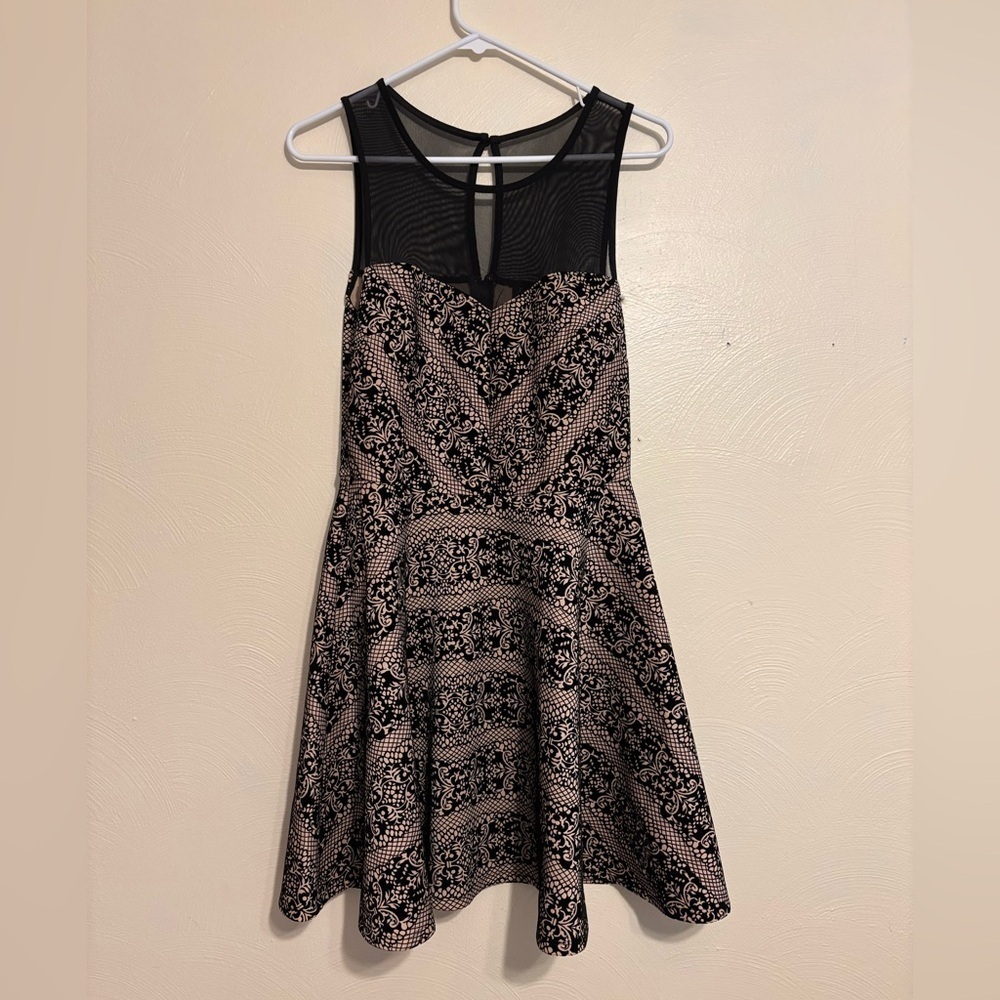 Trixxi Black and Tan A-Line Mini Dress for Weddings
